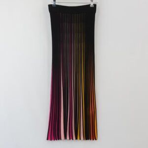 KENZO Black Knit Rainbow Pleated Midi Skirt M